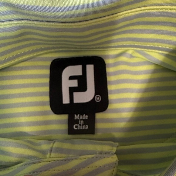 FootJoy Polo Shirt Mens Medium light yellow Striped Performance FJ‎ Golf Stretch - Picture 2 of 6